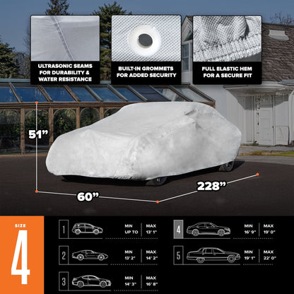 Budge Ultra Car Cover, Breathable, UV & Water-Resistant Car Protection, Size 4 for Full Size Vehicles