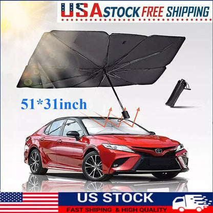 51" Car Windshield Sun Shade Foldable Umbrella Front Window Cover Visor Umbrella