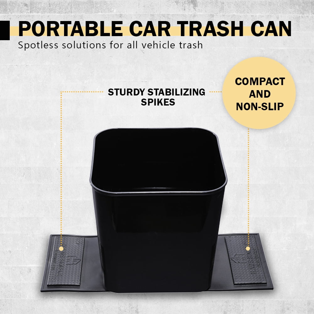 Haussimple Car Trash Can Spill-Proof Garbage Bin Auto Interior Organizer with Stabilty Flap (Black)