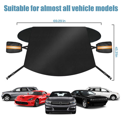 EVLIVE Winter Windshield Cover for Snow, Frost & Ice, 69x43 Inches, Perfect for cars and mid-size vehicles, Black
