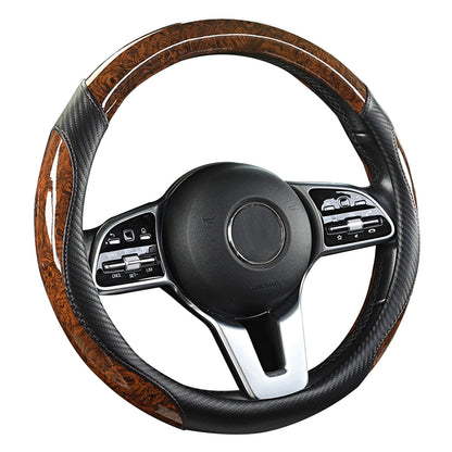 XUKEY Car Steering Wheel Cover Carbon Fiber Wood Grain Universal 14.5" to 15"