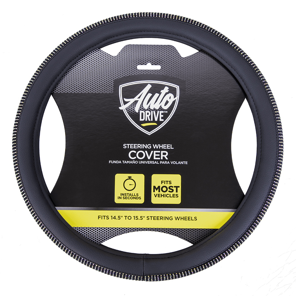 Auto Drive Black Universal Fit Iredescent Crystal Steering Wheel Cover, Fit for Cars, Suvs, Set of 1