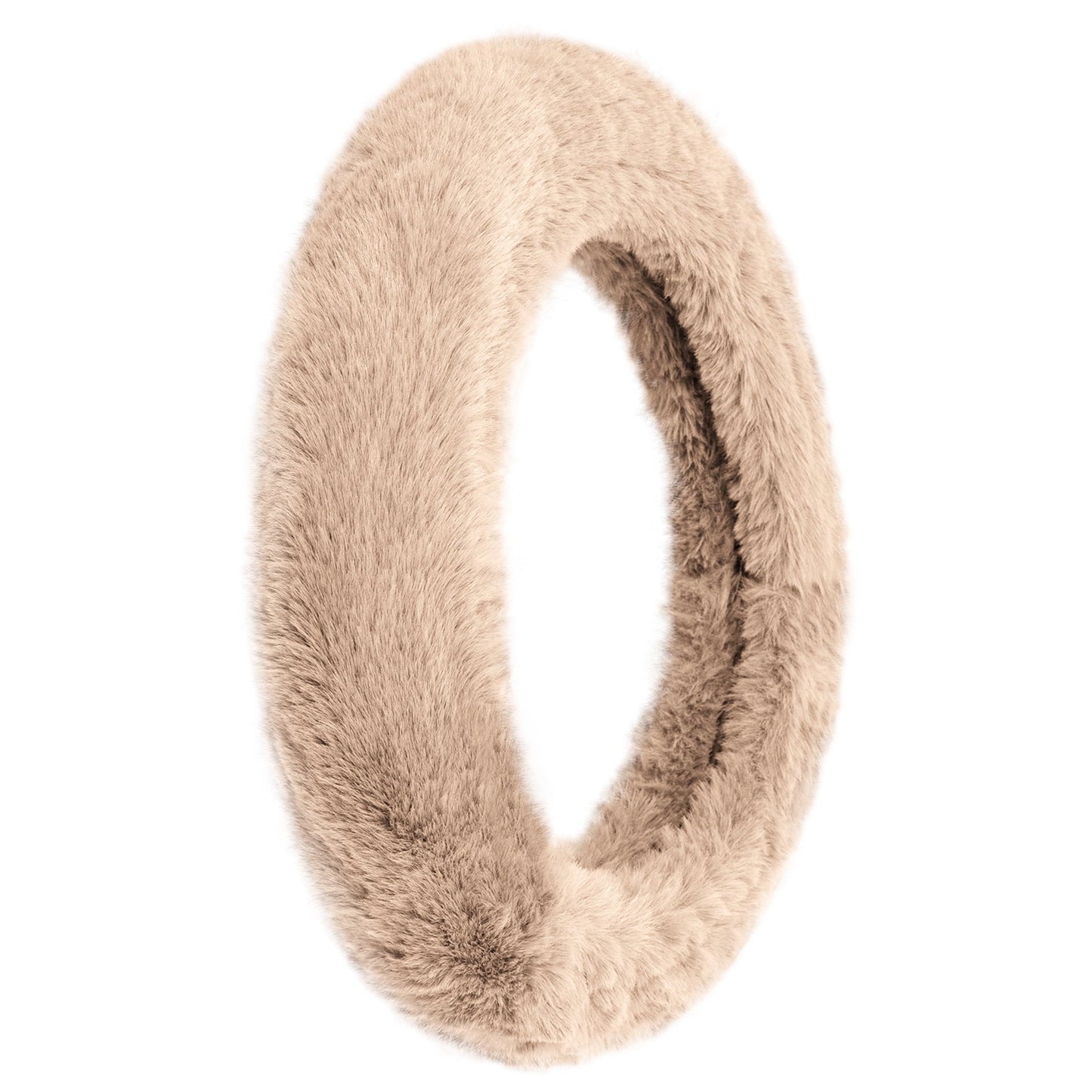 FH Group Doe16 Faux Fur Cozy Soft Fluffy Fuzzy Universal Fit Plush Steering Wheel Cover for Car, SUV, Van, Truck - Beige