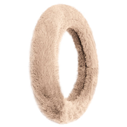 FH Group Doe16 Faux Fur Cozy Soft Fluffy Fuzzy Universal Fit Plush Steering Wheel Cover for Car, SUV, Van, Truck - Beige
