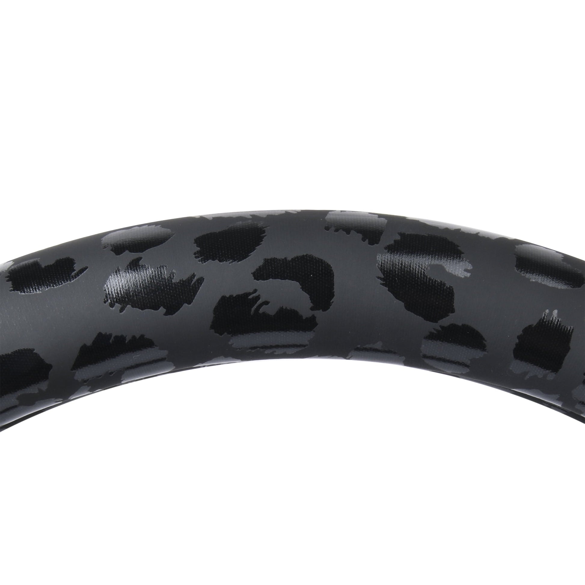 Auto Drive Black Leopard Faux Leather Steering Wheel Cover, Universal Fit for Sedans, SUVs, Set of 1