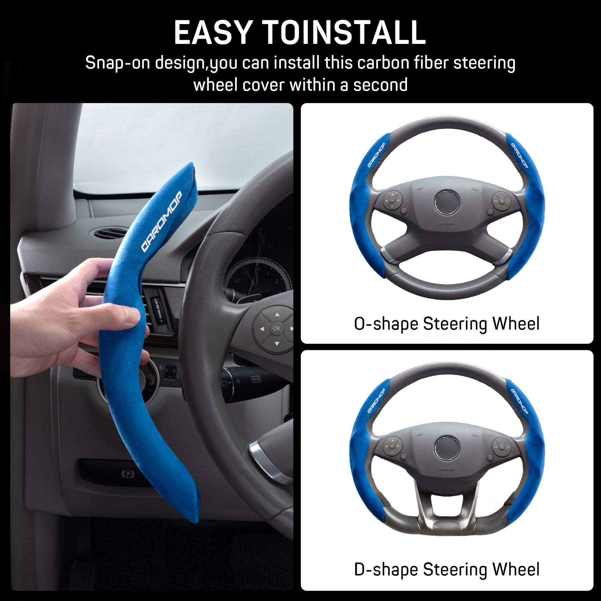 Caromop Suede Steering Wheel Cover, 14.5-15 in, Non-Slip, 2 pack, Red