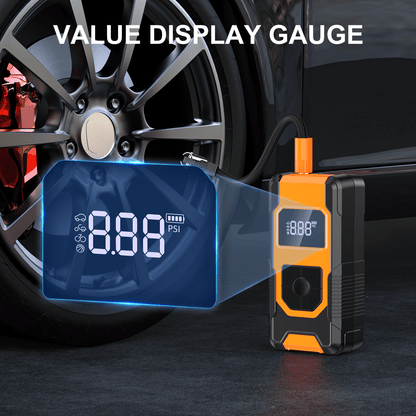 HOMPOW 150 PSI Cordless Tire Inflator - 3X Faster Portable Air Compressor with Digital Gauge, 12V DC Power Bank Compatible, for Car/Motorcycle/Bike Tires