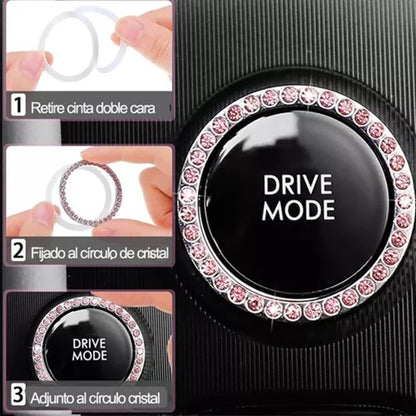 Bling Crystal Diamond Steering Wheel Cover, 13Pcs Shiny Rhinestone Sparkling Car Interior Decorations, Car Accessories for Women Girls,-Pink