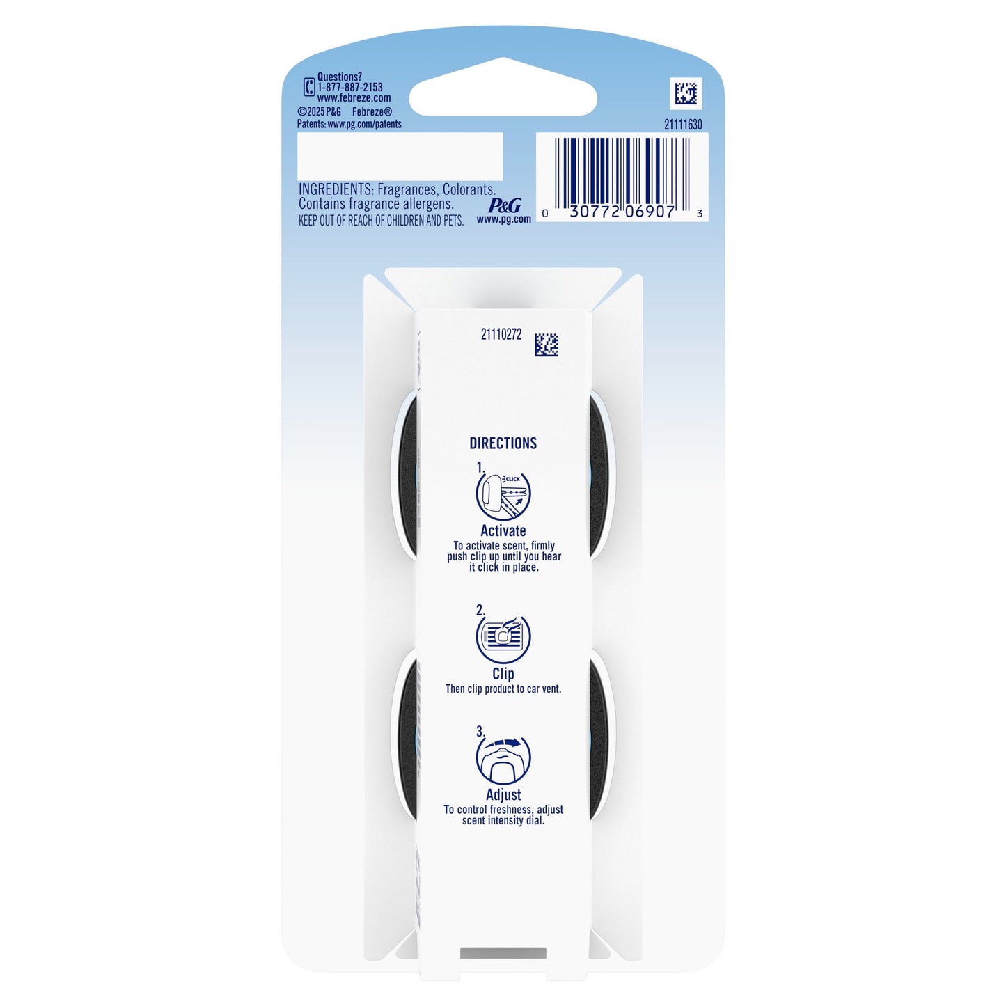 Febreze AUTO Car Air Freshener, Odor-Fighting Car Vent Clip, Midnight Storm, 2 Count