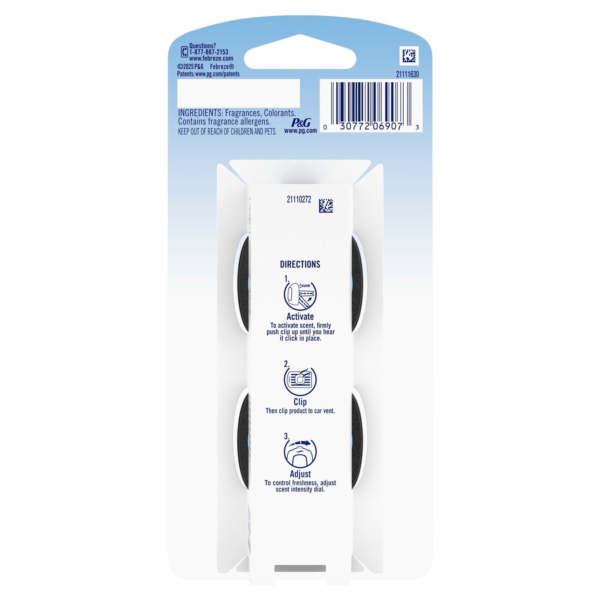 Febreze AUTO Car Air Freshener, Odor-Fighting Car Vent Clip, Midnight Storm, 2 Count