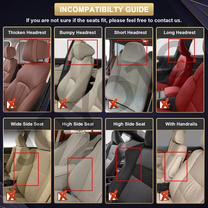 FANOTEK Black/Blue, PU Leather, Waterproof, Cushioned, Front Rear Seat Covers, 5 Pieces