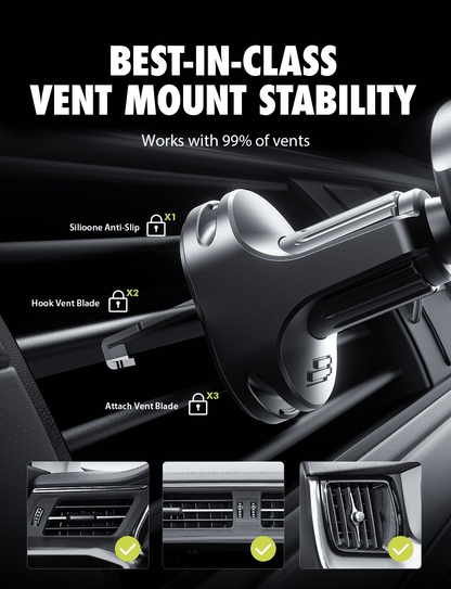 Bracketron AutoGrip Gravity Universal Car Vent Phone Mount, Hands-Free Cell Phone Holder for Car, Adjustable 360° Air Vent Mount Compatible with iPhone & Samsung