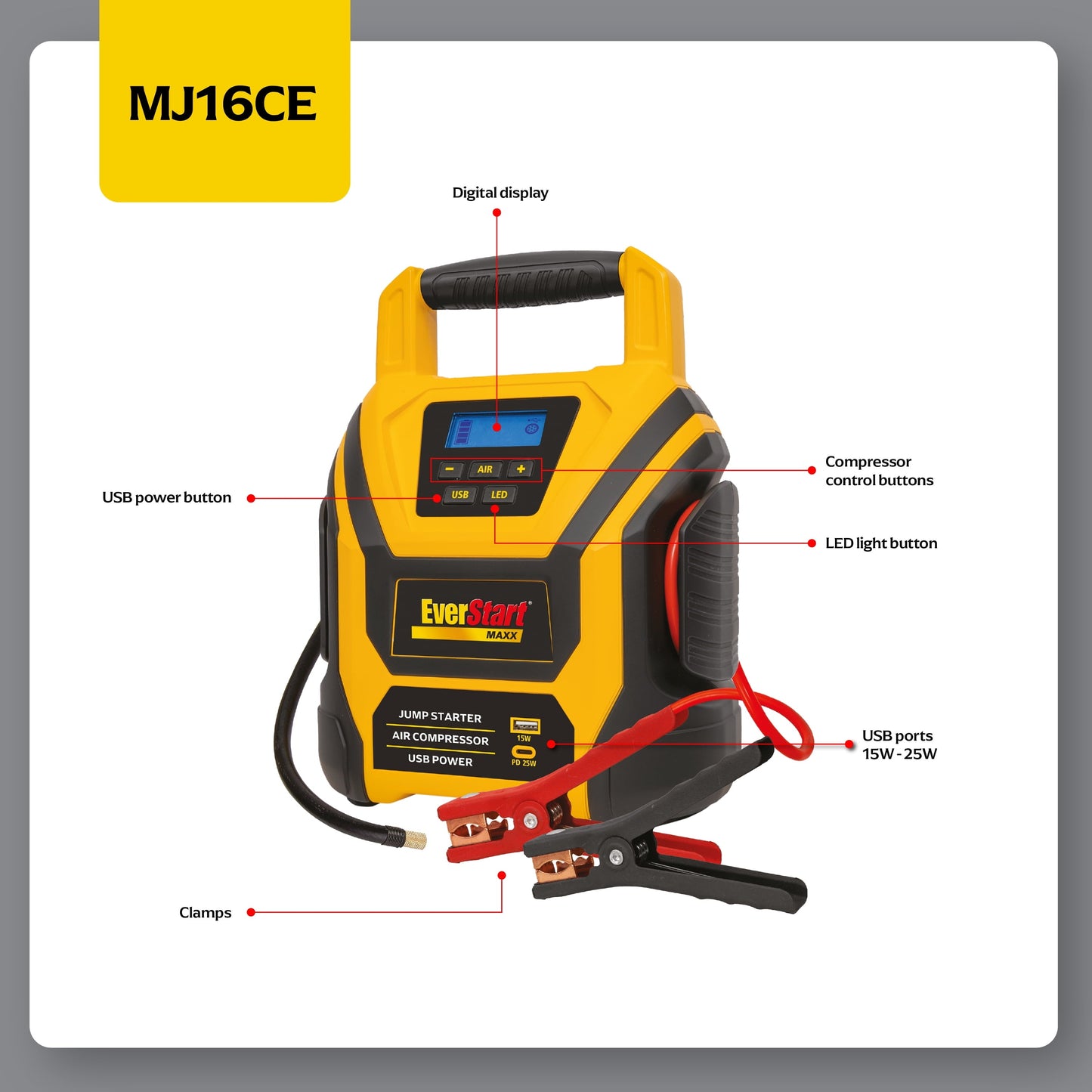 EverStart 1600 Amp Lithium Jump Starter with Air Compressor