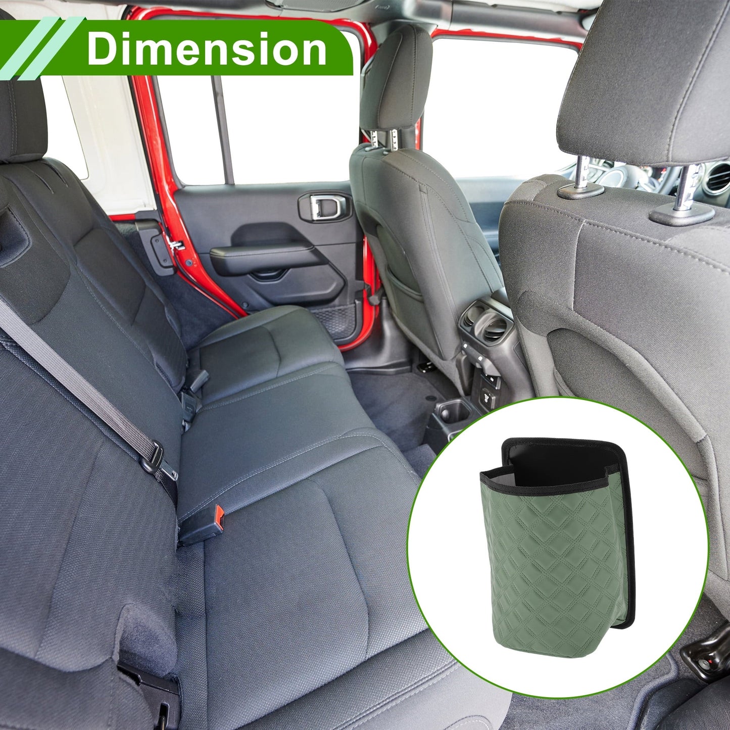Unique Bargains Car Trash Can With Lanyard Hanging Front Rear Seats Trash Bin 1 Pc Green
