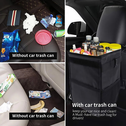 YMWVH Waterproof Car Trash Can with Lid, Leak-Proof Hanging Car Trash Can, Car and Truck Garbage Bag Storage Bag (Black)