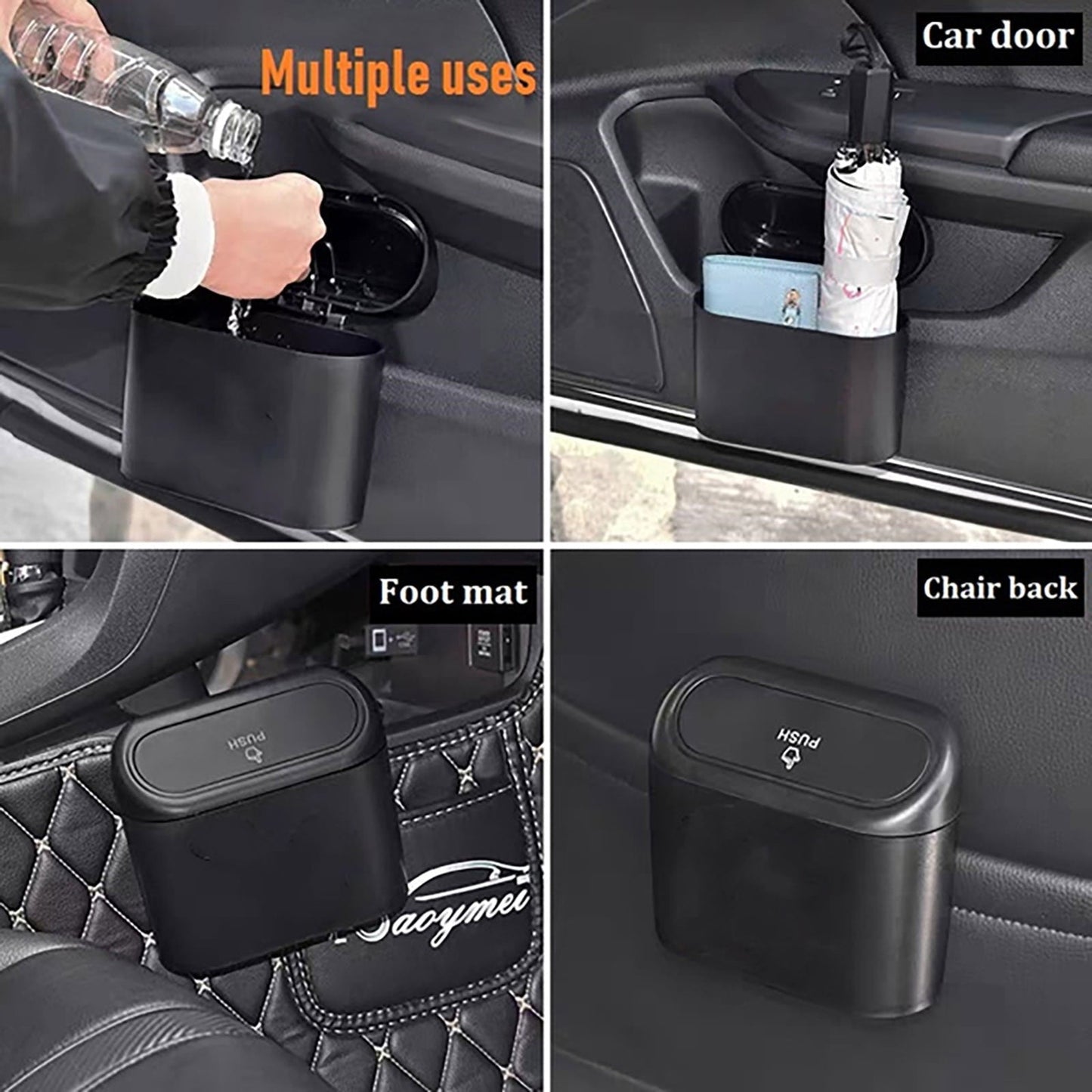 Puntoco Special Offers Clearance Car Trash Can Car Chair Back Car Door Hanging Storage Box Multi-Function Garbage Bag Black