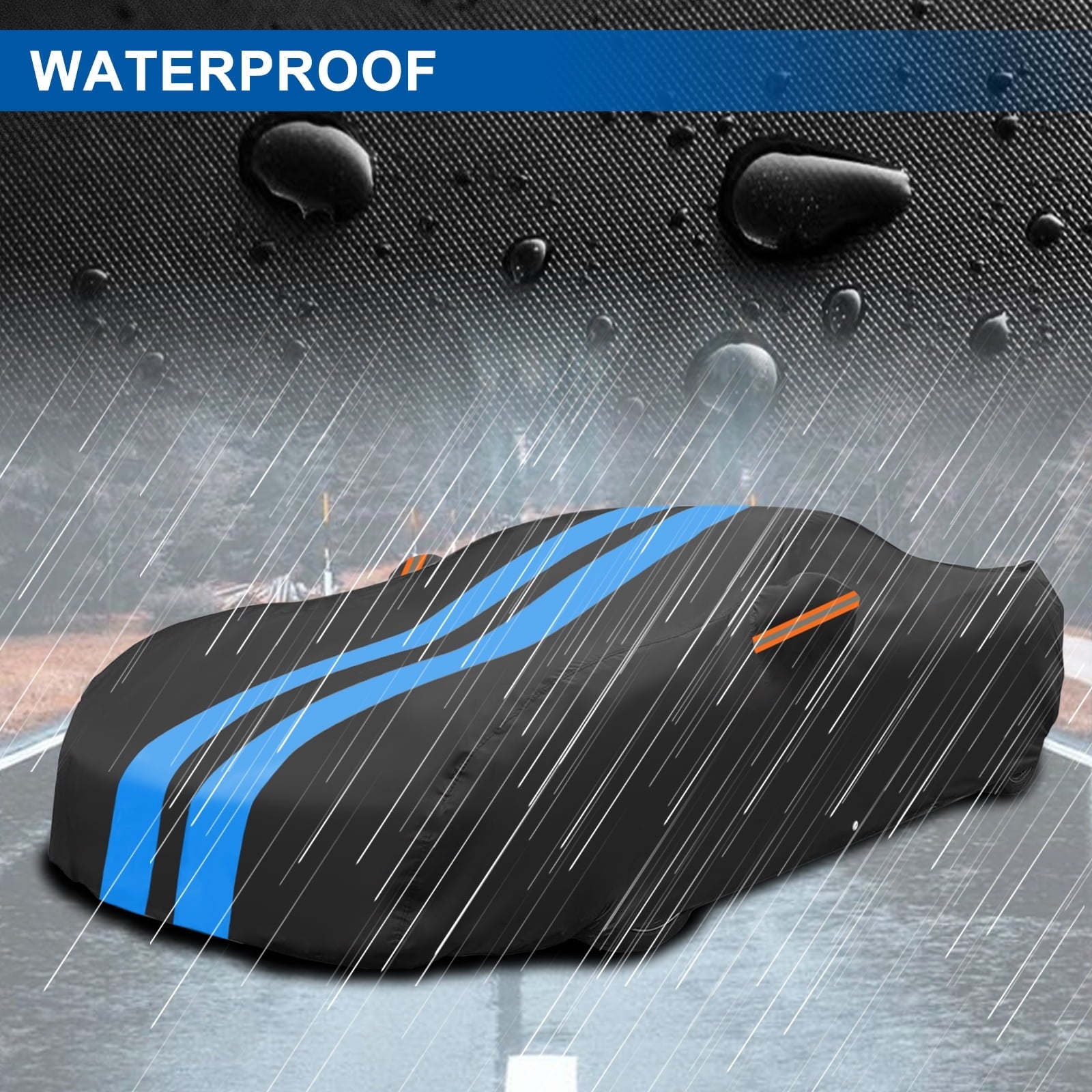 FANOTEK Car Cover Custom Fit for Ford Mustang 1982-2025, Waterproof PEVA with Soft Liner Full Cover, Outdoor Sun UV Rain Dust Protection All Weather