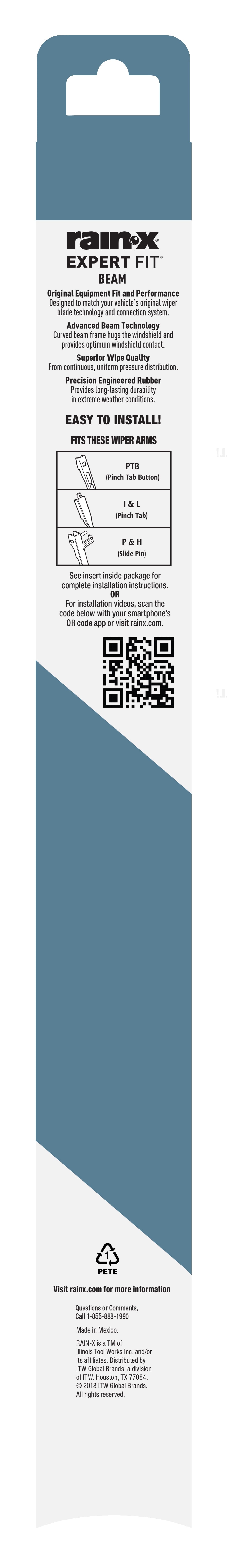 (2 pack) Rain-X Expert Fit Beam Windshield Wiper Blade, 17" B17-2 - 840005-2