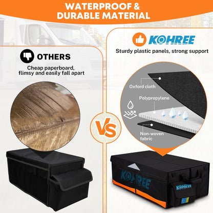 Kohree Car Trunk Organizer, 81L Large-Capacity Foldable Car Storage Box with Multiple Compartments, Waterproof 900D Oxford for RV, SUV, Truck, Van, Car Accessories, Tools-Orange