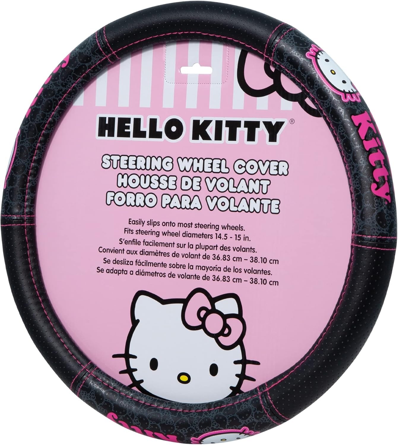 Yupbizauto Hello Kitty Car Accessories Seat Cover with 4 Rubber Mats, Steering Wheel Cover and Air Freshener Bundle Set