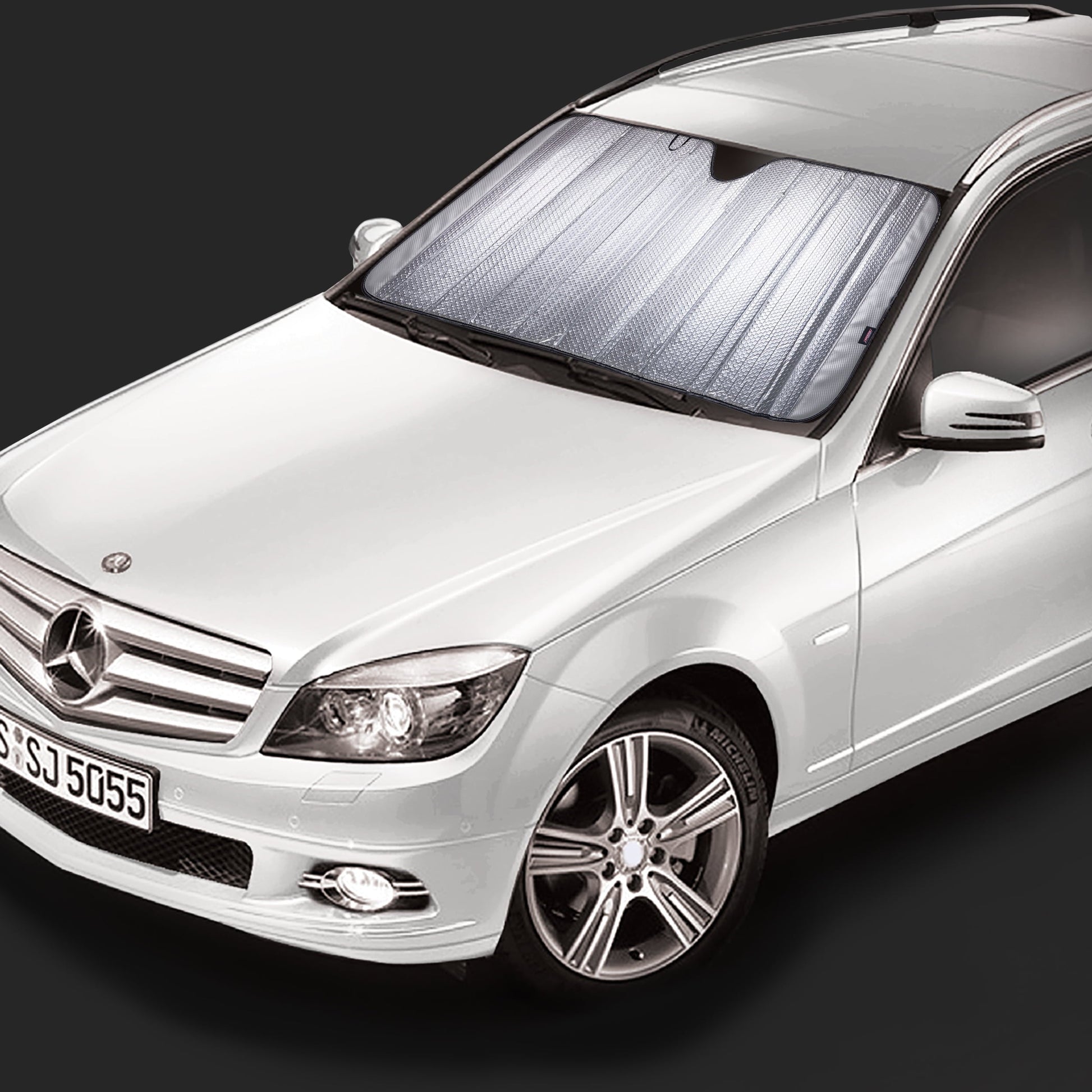 Genuine Dickies Silver Carbon Fiber Accordion Windshield Sun Shade, 41131WDI