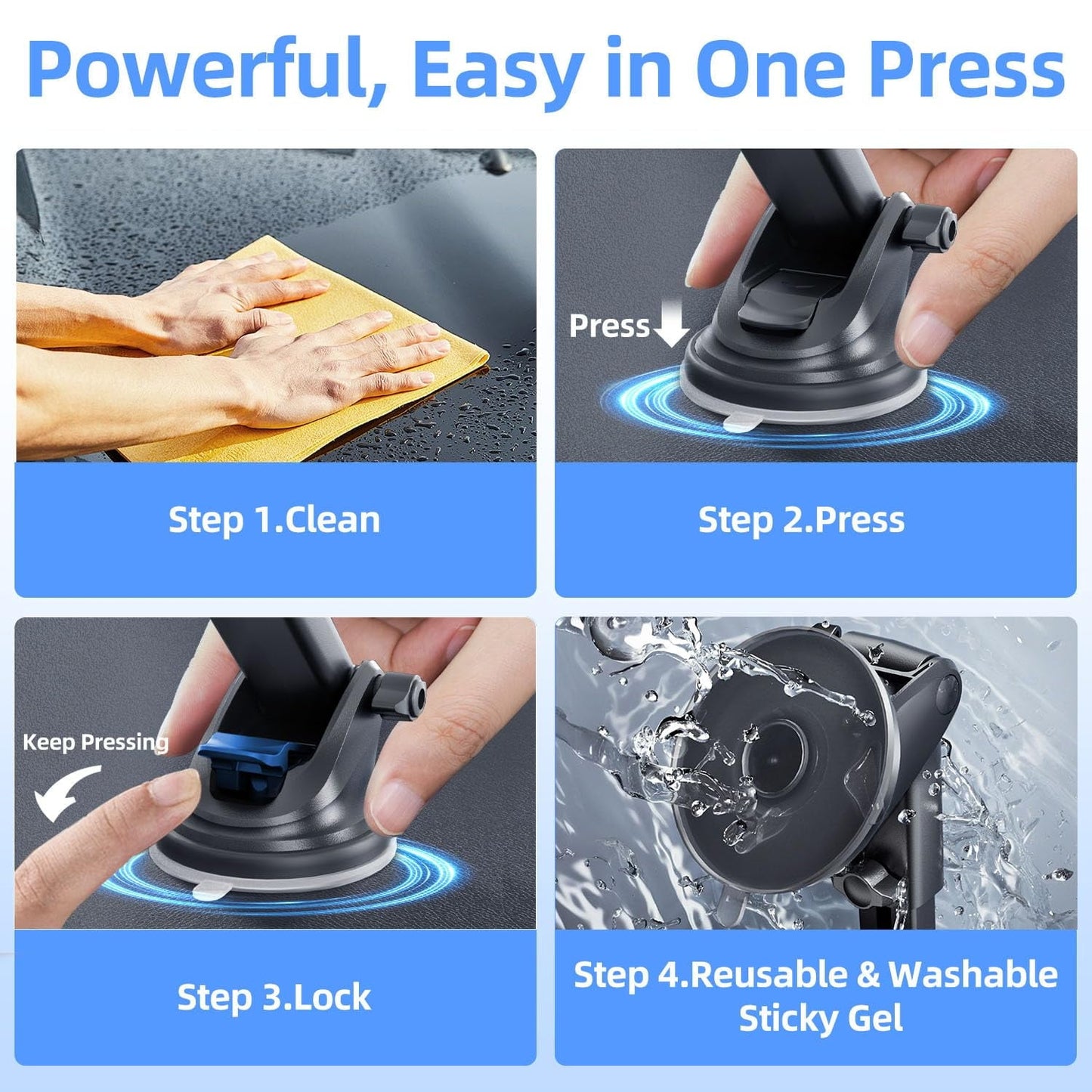 YOOVEE Universal Car Phone Holder Upgraded 360° Rotatable for Dashboard, Windshield & Air Vent Mount for 4.0"-7.0" Phones (iPhone, Google Pixel, Samsung Galaxy, Motorola,etc)