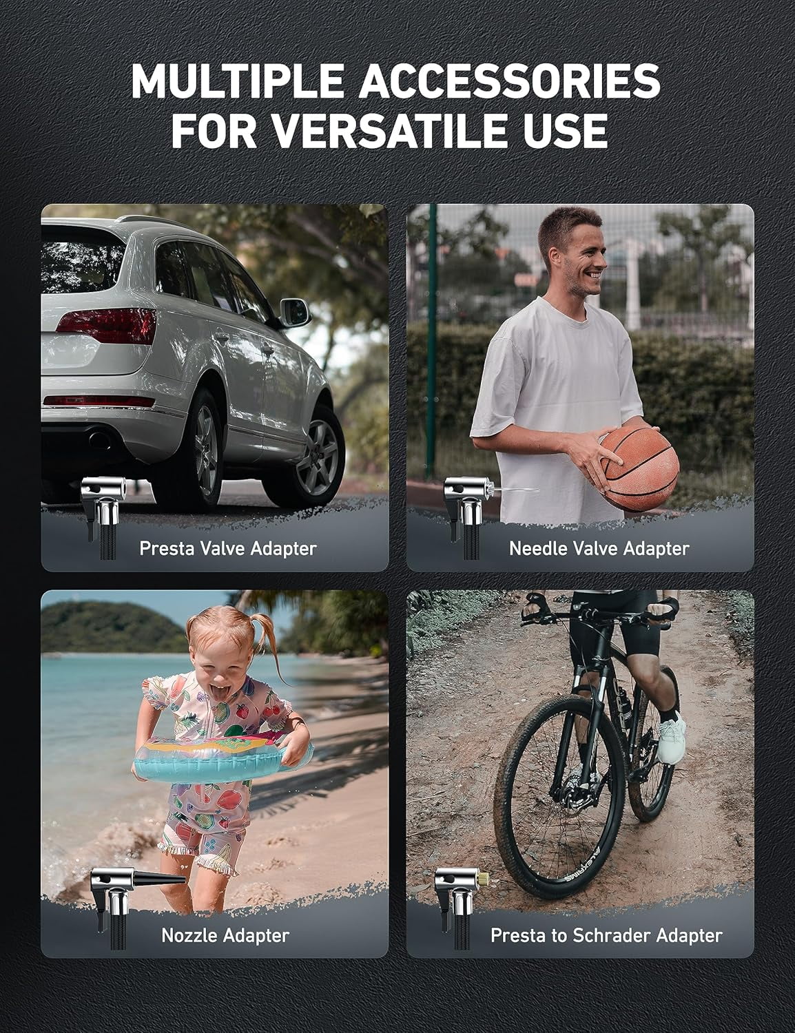 AstroAI Tire Inflator Air Compressor Portable 150PSI Metal Cylinder Fast Inflation Pump 12V DC with LED Light for Cars, Bicycles, Other Inflatables, Car Accessories