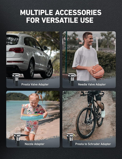 AstroAI Tire Inflator Air Compressor Portable 150PSI Metal Cylinder Fast Inflation Pump 12V DC with LED Light for Cars, Bicycles, Other Inflatables, Car Accessories