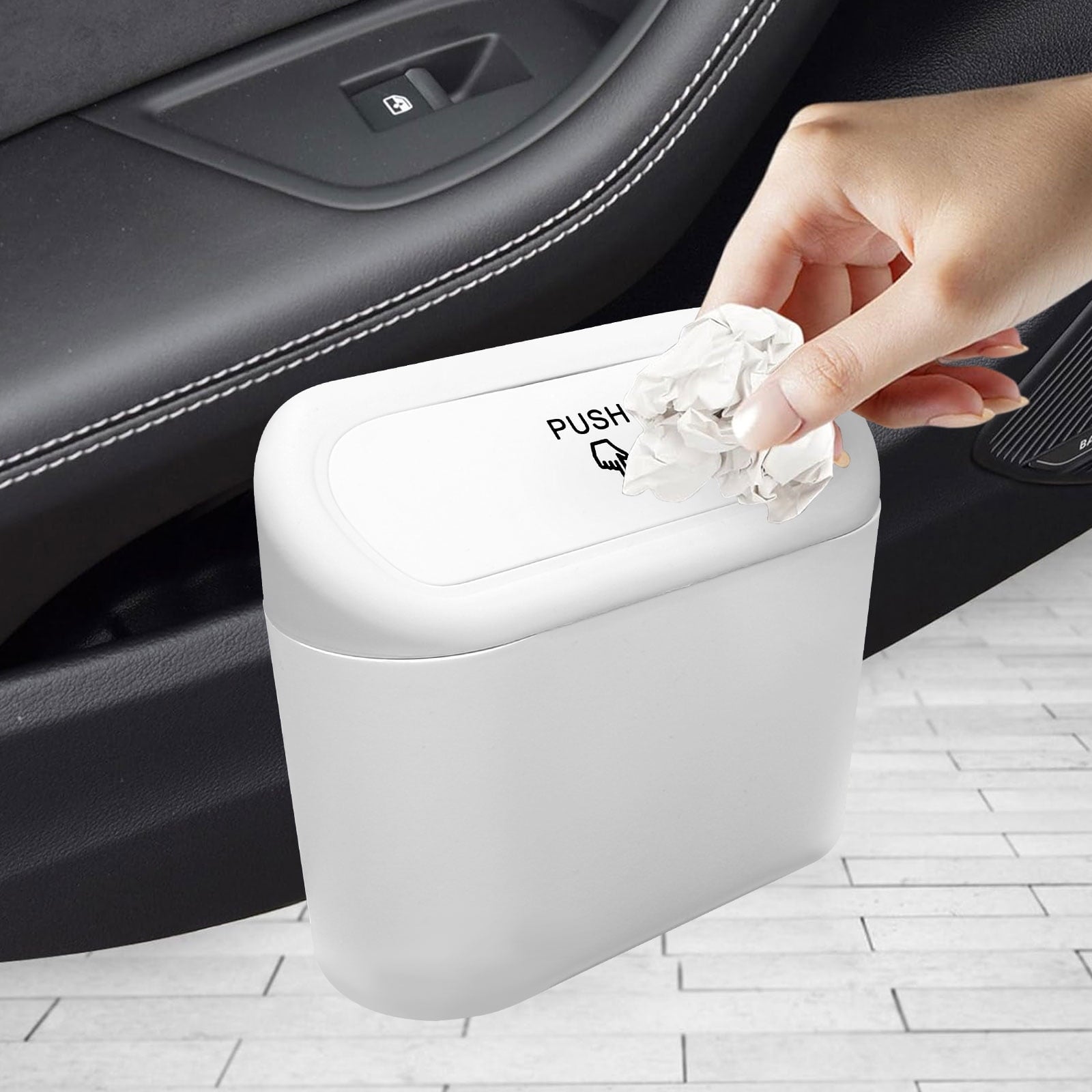 Sosolong Pink car Trash can with lid, Accessories Include 1 Universal car Leak-Proof Trash can with 45 Trash Bags, Suitable for Most Models of car Interior Storage Accessories