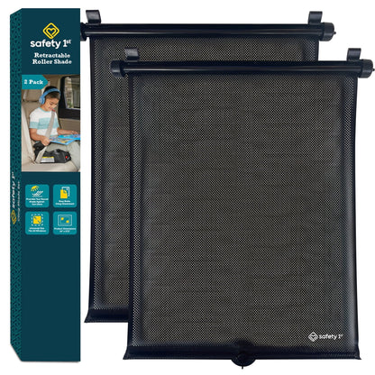 Safety 1st Retractable Roller Shade Sun Protection for Car Windows, 2-Pack