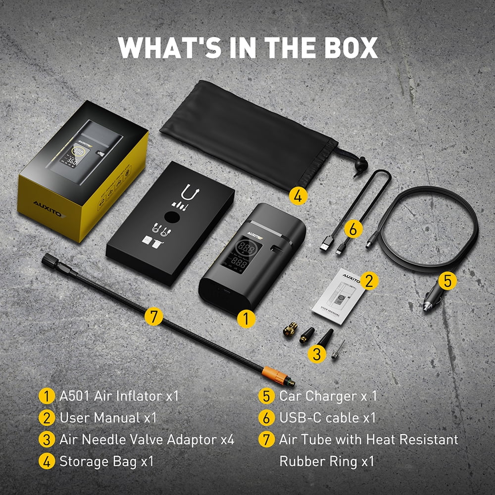 AUXITO Tire Inflator Portable Air Compressor, 150 PSI Cordless Air Pump with 7800mAh Rechargeable Battery for Car, Truck, Motorcycle Tires & Ball, Compact Bike Pump