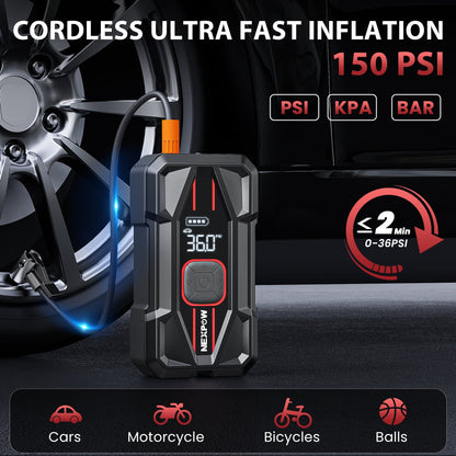 NEXPOW 3000A Car Jump Starter & Air Compressor - 12V 59.2Wh Portable Battery Booster with PD 30W Fast Charge, 150PSI Air Pump, Smart Clamps for Cars/SUVs/Trucks (Emergency Multi-Function Power Pack)