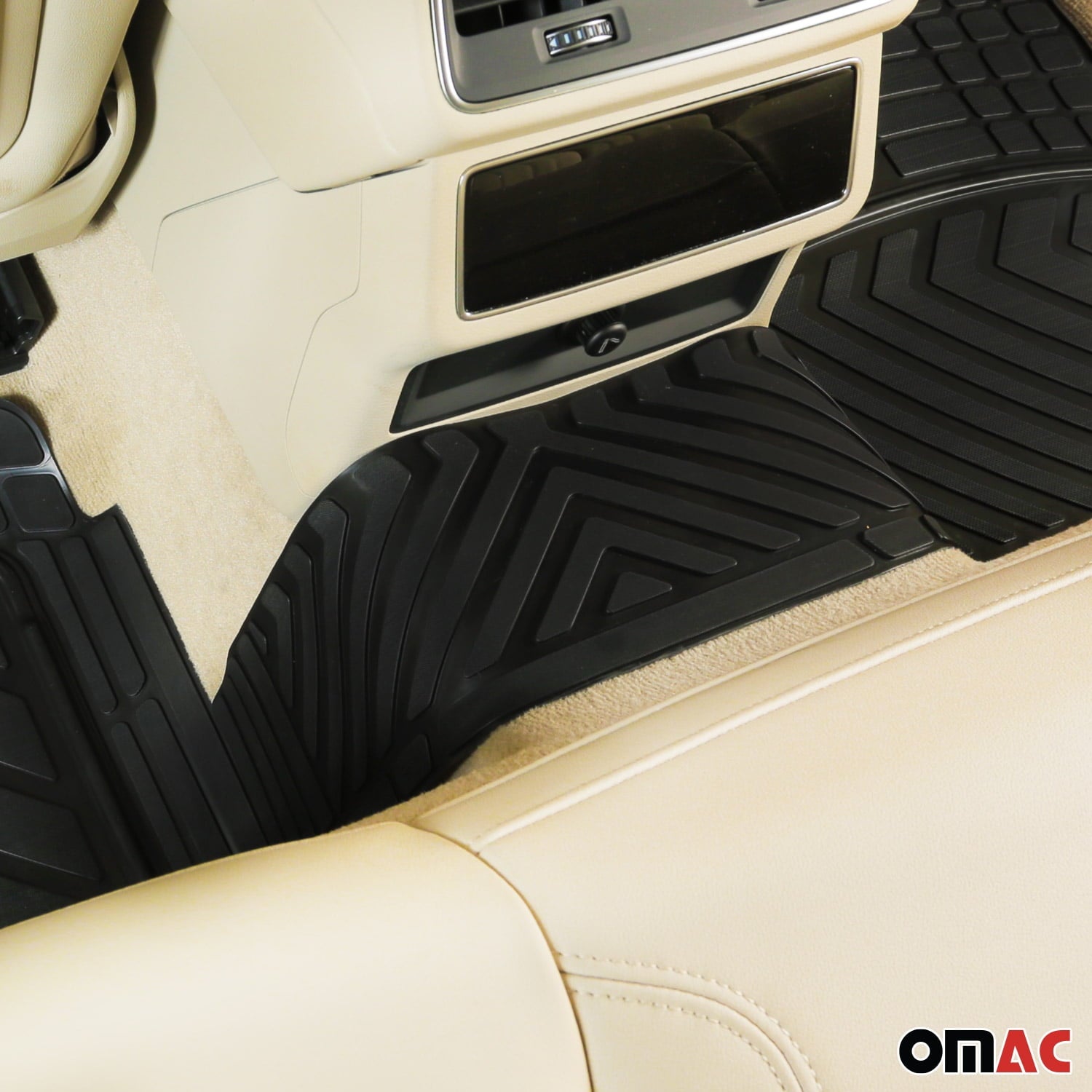 OMAC Floor Mats Liner for Car 3D All-Weather Front Rear Semi-Custom fit 4 Pcs Set Black