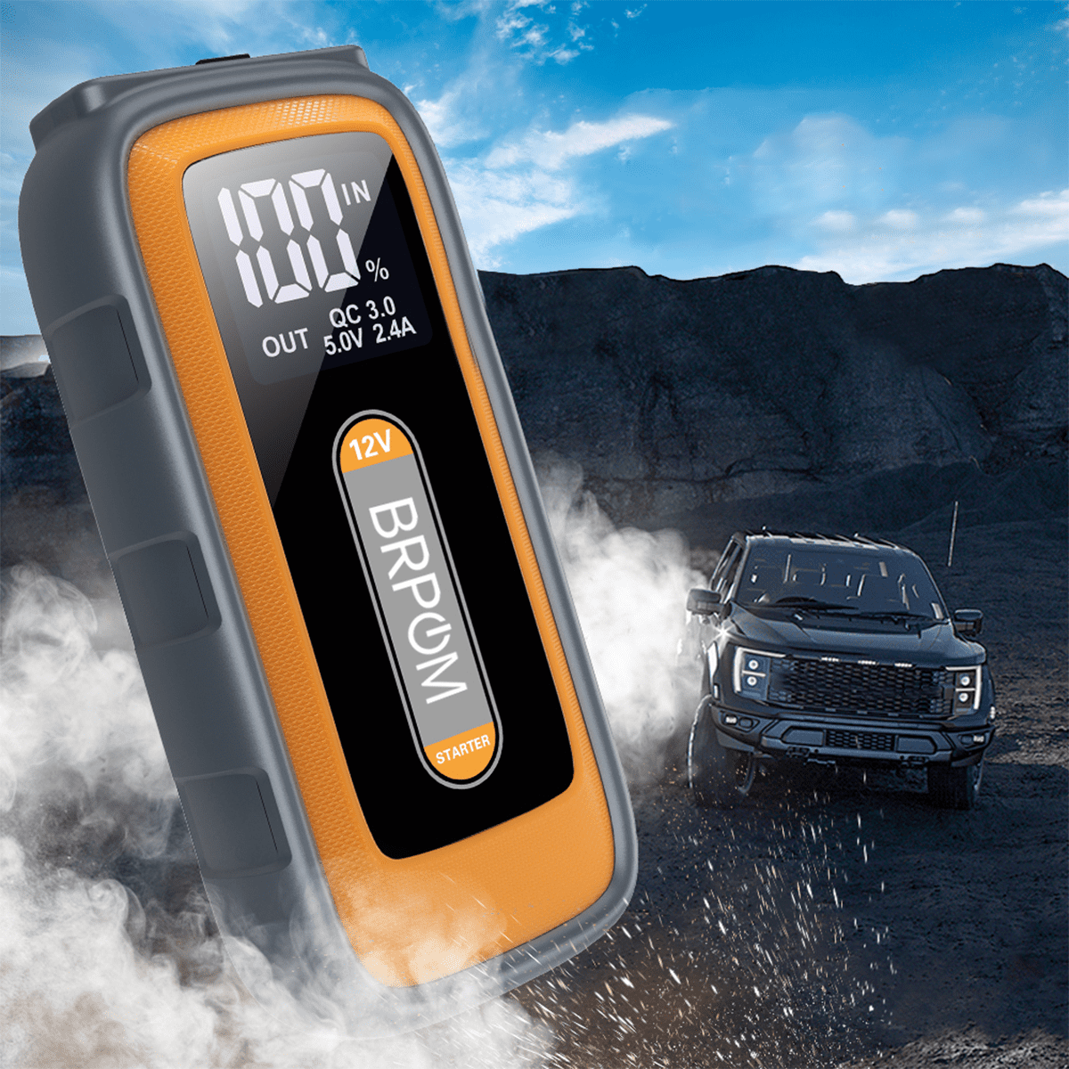 BRPOM 6000A Car Jump Starter Battery Pack, 12V Battery Booster Charger for Gas and Diesel Engines-Motorcycle, Car, SUV, PICK-UP, Truck, Quick Start Dead Battery, Multi-functional Flashlight