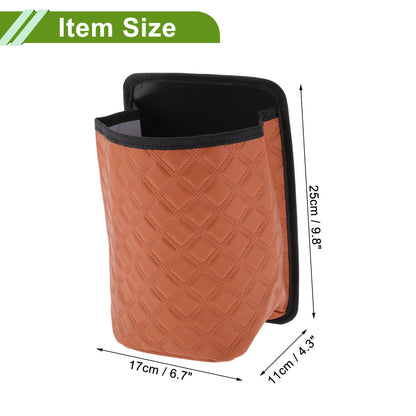Unique Bargains Car Trash Can With Lanyard Hanging Front Rear Seats Trash Bin 1 Pc Brown
