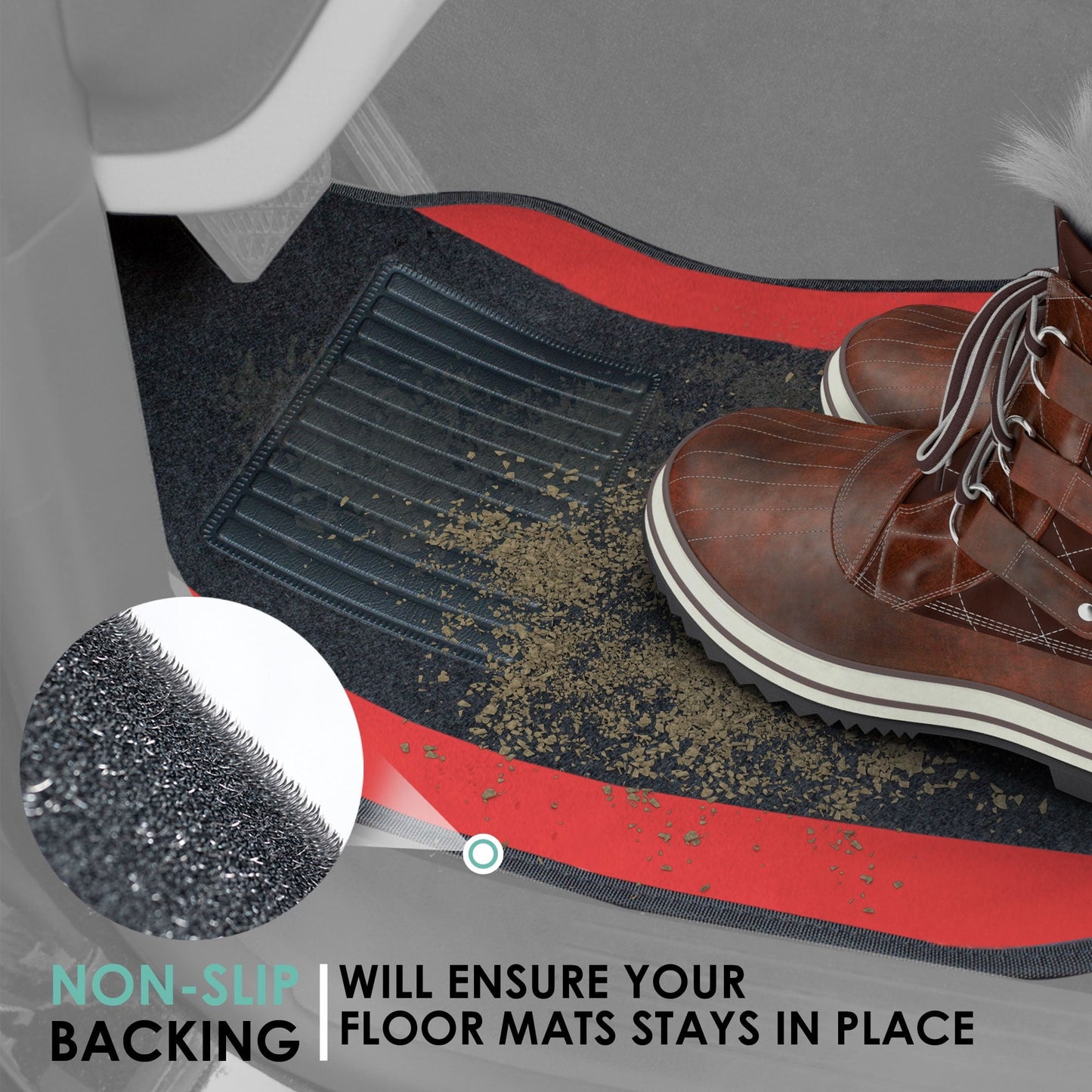 FH Group Universal Fit Premium Carpet Car Floor Mats Front & Rear Full Set - Red F14407RED