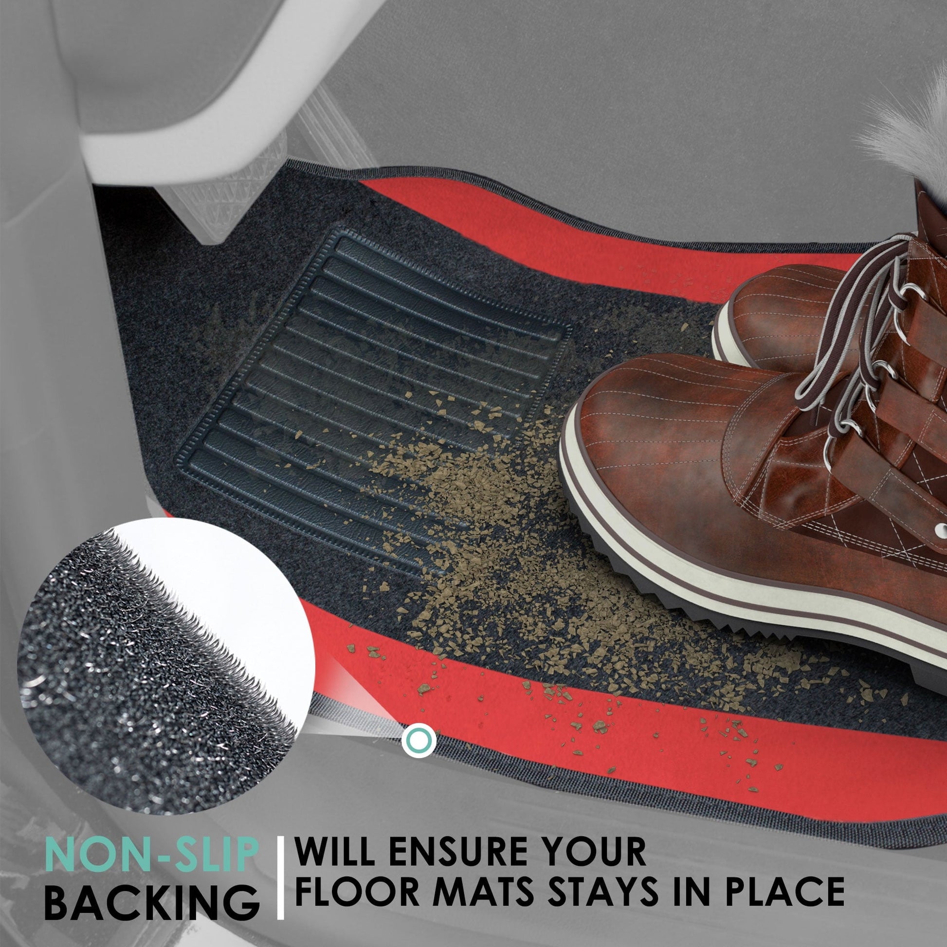 FH Group Universal Fit Premium Carpet Car Floor Mats Front & Rear Full Set - Red F14407RED