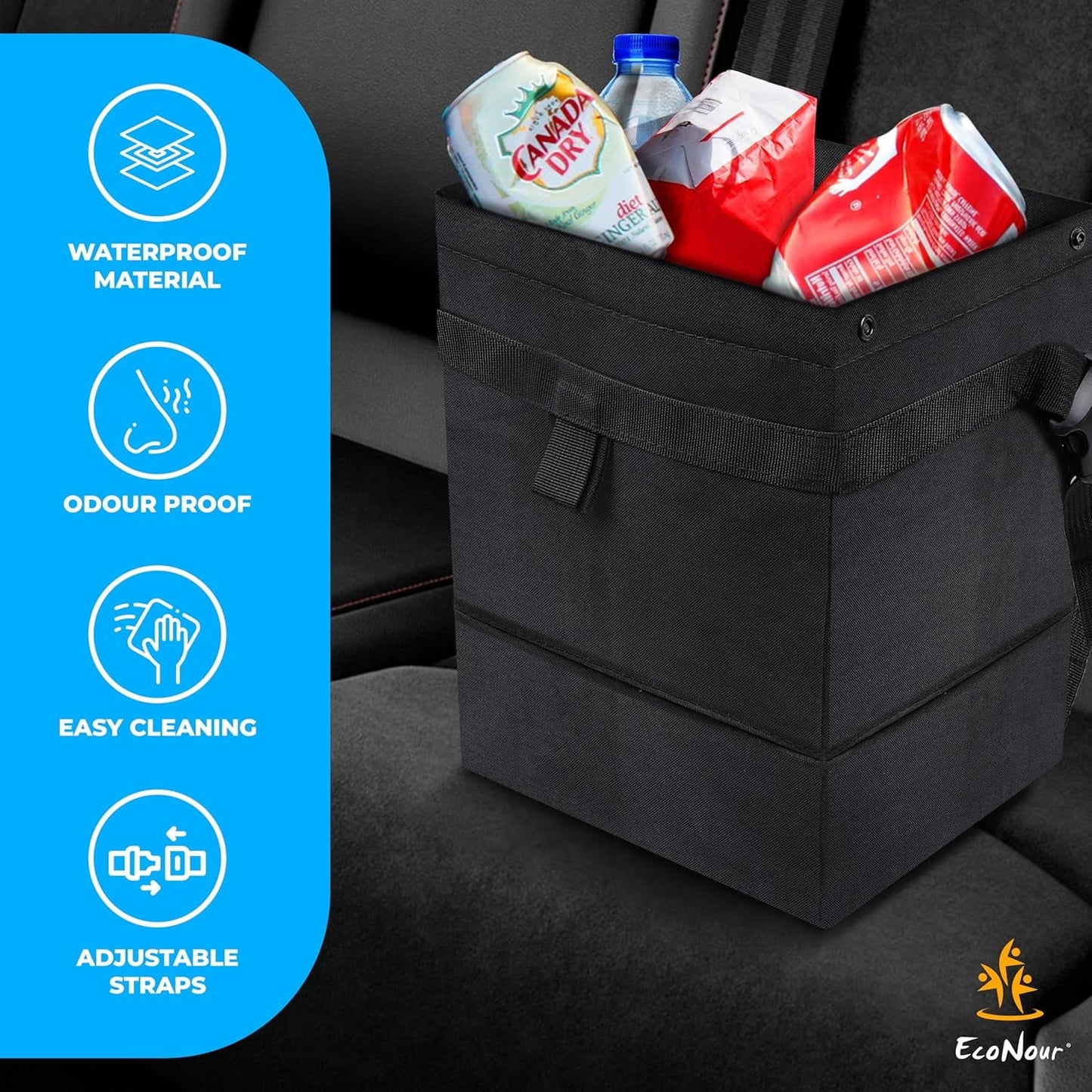 EcoNour Car Trash Bag (2022 Updated) | Car Back Seat Back Litter Trash Bag