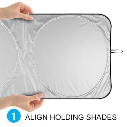 Audew Windshield Visor - High Quality Silver-Coated Polyester Car Sun Visor | Keep Your Car Cool, Protect Your Electronics, and Fit Your Windshield Perfectly