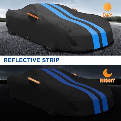 Car Cover Custom Fit for Chevrolet Corvette C8 2020-2024, Upgraded PEVA&Cotton Outdoor Waterproof Sun Rain Snow Protection All Weather Full Exterior Cover Black