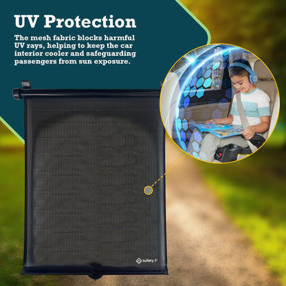 Safety 1st Retractable Roller Shade Sun Protection for Car Windows, 2-Pack