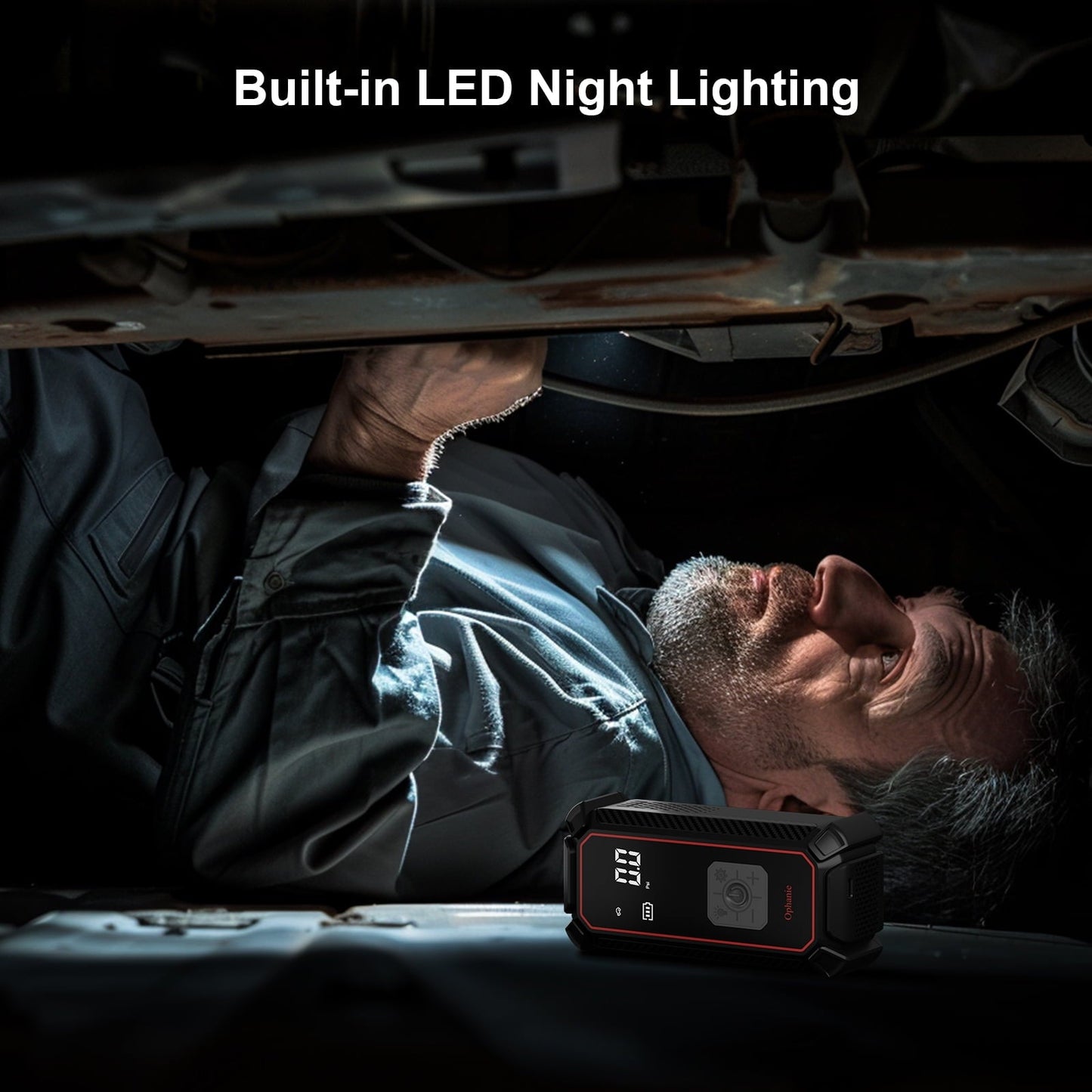 Ophanie Tire Inflator Portable Air Compressor, 9000mAh Battery Powered, 150PSI Dual Mode, Auto Air Pump for Car Tires, Motorcycle, Bicycle, Electric Pump with LED Light & Digital Pressure Gauge