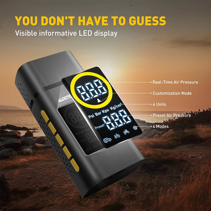 AUXITO Tire Inflator Portable Air Compressor, 150 PSI Cordless Air Pump with 7800mAh Rechargeable Battery for Car, Truck, Motorcycle Tires & Ball, Compact Bike Pump