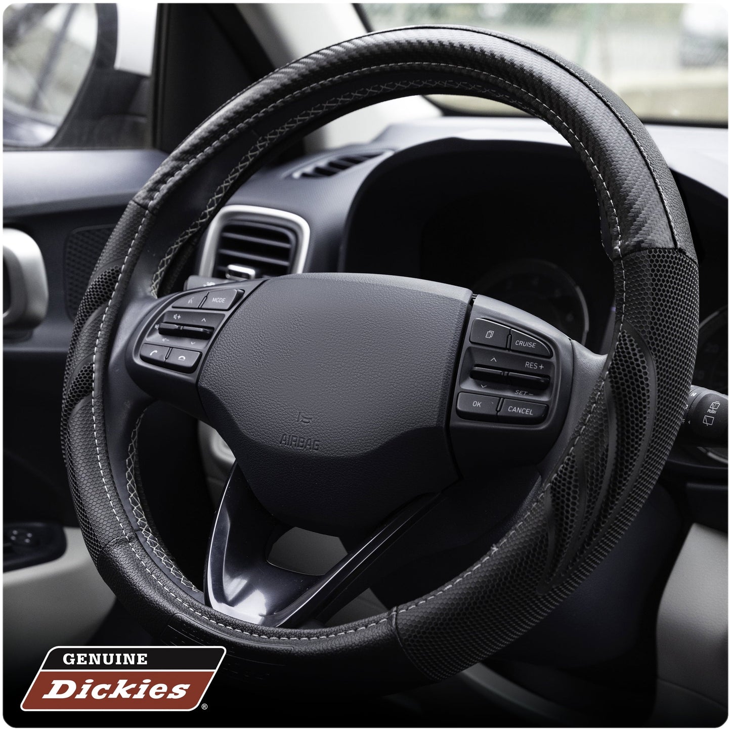 Genuine Dickies Black Carbon Fiber Dura Grip Steering Wheel Cover, 34078PWDI, 1.10 lbs