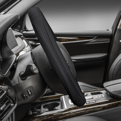 FH Group Perforated Genuine Leather Steering Wheel Cover Fits 14.5 - Black