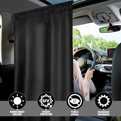 Xiyztok 3PCS Car Privacy Curtains Universal Divider Curtain Between Rear Seat Auto Blackout Sun Shades Side Window Covers Accessories for Travel Camping Nap Sleeping