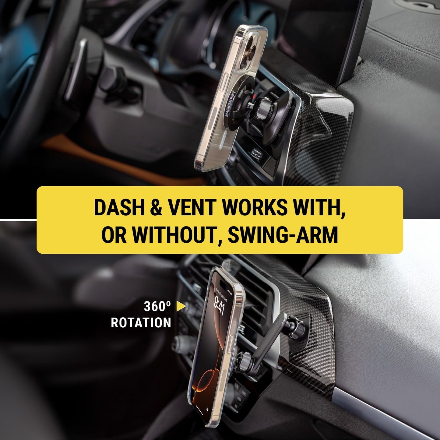 Scosche SMS1ODVR-1 MagicMount MS 5-in-1 MagSafe Car Phone Mount - Back of Screen, Dash or Vent Mount