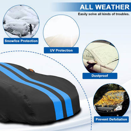 Car Cover Custom Fit for Chevrolet Corvette C8 2020-2024, Upgraded PEVA&Cotton Outdoor Waterproof Sun Rain Snow Protection All Weather Full Exterior Cover Black