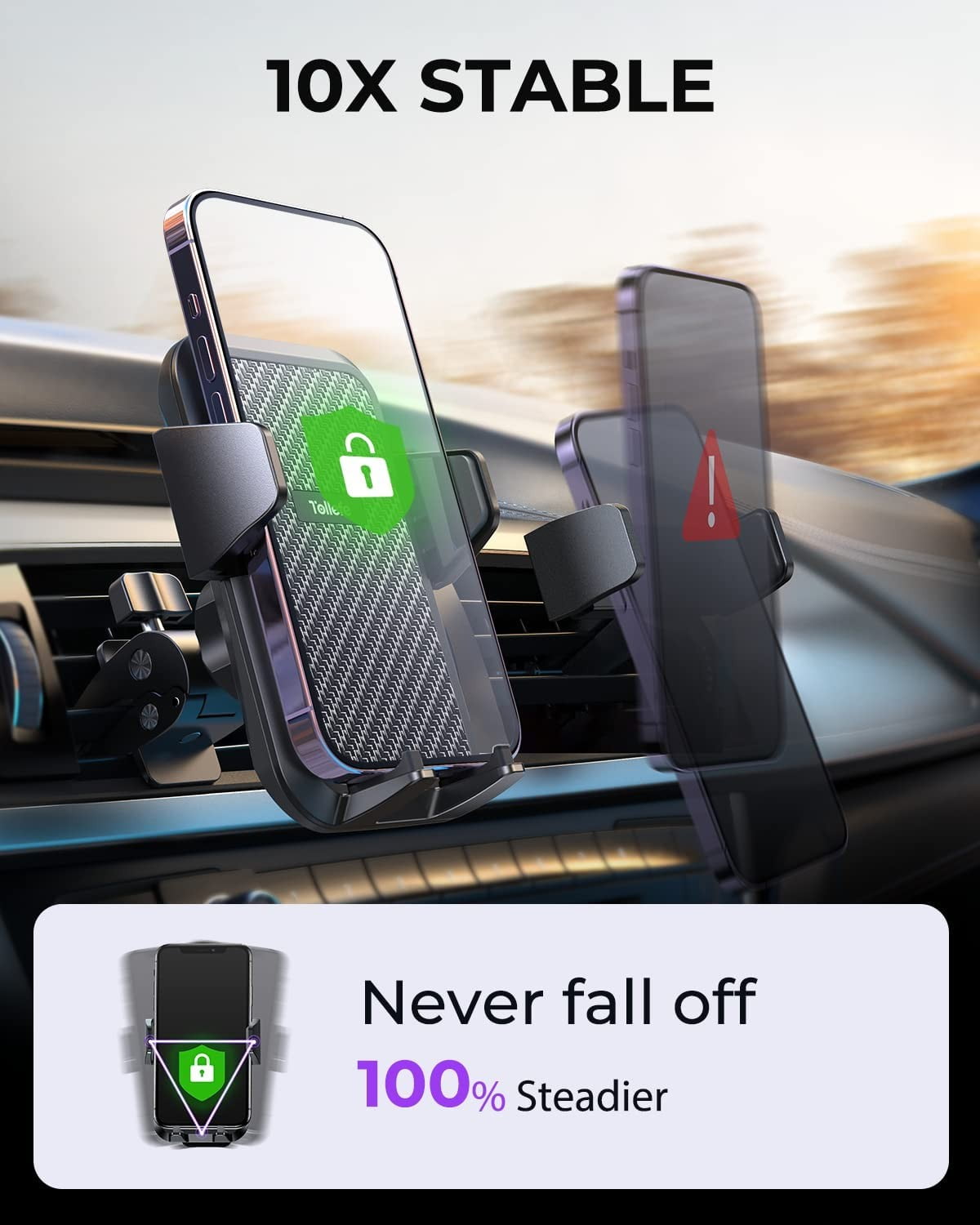 JOYROOM Car Phone Holder, Air Vent Car Mount Hands Free Automobile Clamp Phone Holder for Car, Fit for iPhone Samsung All Smartphones with Thick Case