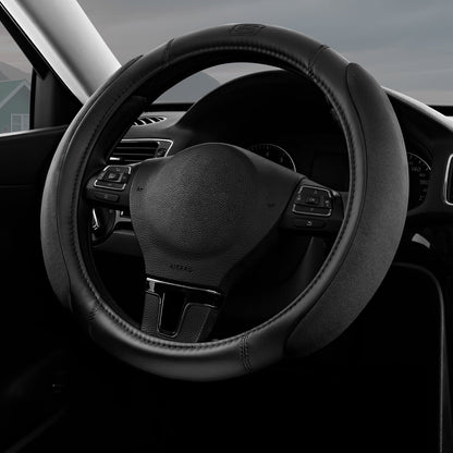 Skechers Steering Wheel Cover with Memory Foam, Breathable Non-Slip, Universal Fit 14.5"-15" Car Accessories Black